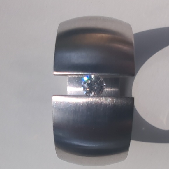 XEN Stainless Steel Tension Set Diamond Ring Size 7